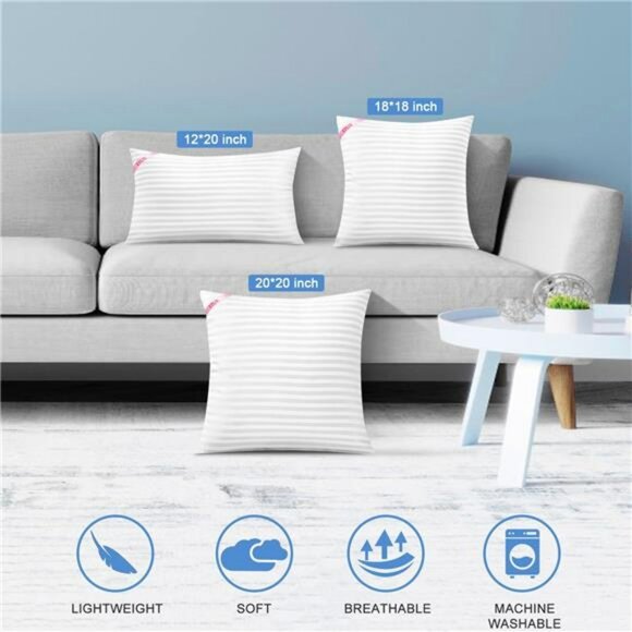 White 18x18 Throw Pillow Inserts Sofa Bed Cushion Polyester Fill Washable - Picture 6 of 7